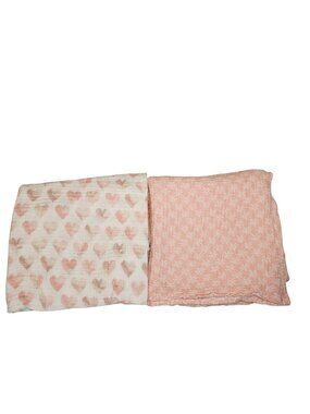 Aden  Anais baby blanket bundle of 2 swaddle muslin cotton hearts flowers Nursin